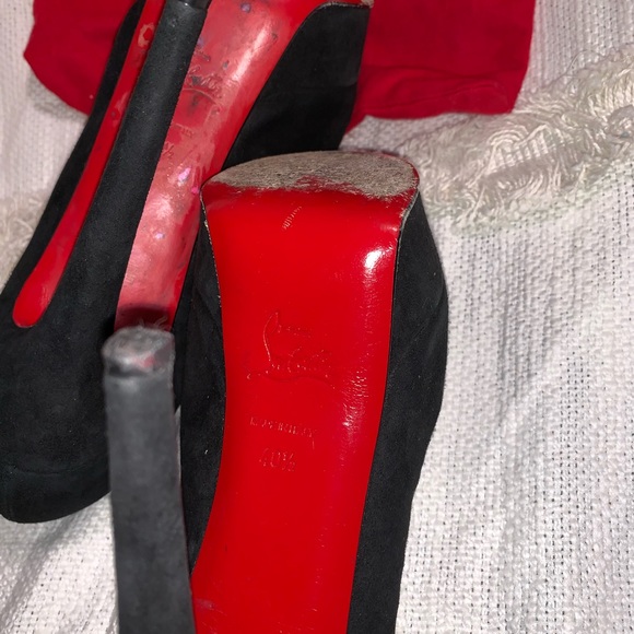 Auth Christian Louboutin Black Suede Pep Toe 10.5 - Picture 6 of 6